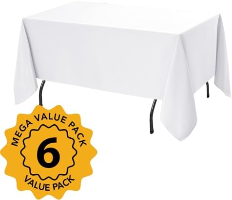 6-Pack White Tablecloths for Rectangle Tables, 60 x 120 Inches in 60 x 120 Inches, alternate view 2