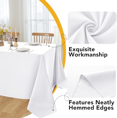 6-Pack White Tablecloths for Rectangle Tables, 90 x 132 Inches in 90 x 132 Inches in White, alternate view 3