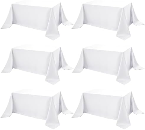 6-Pack White Tablecloths for Rectangle Tables, 90 x 156 Inches in 90 x 156 Inches in White