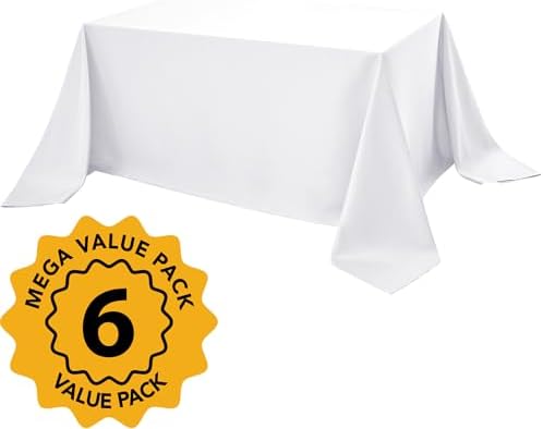6-Pack White Tablecloths for Rectangle Tables, 90 x 156 Inches in 90 x 156 Inches in White, alternate view 2
