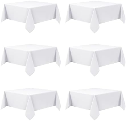 6-Pack White Tablecloths for Square Tables, 54 x 54 Inches in 54 x 54 Inches
