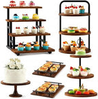6 Pack Wood Cake Stands, Dessert Table Display Set for 260 Cupcakes