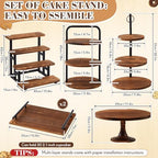 6 Pack Wood Cake Stands, Dessert Table Display Set for 260 Cupcakes, alternate view 3
