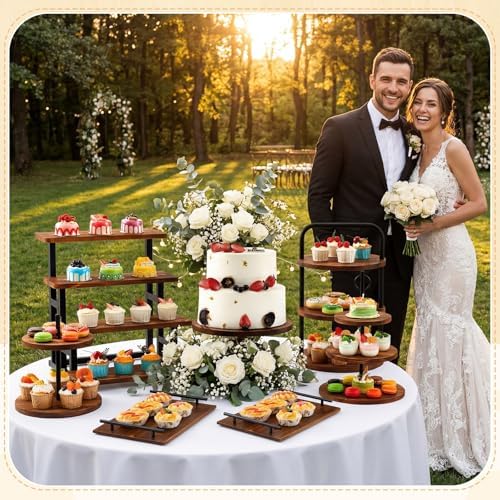 6 Pack Wood Cake Stands, Dessert Table Display Set for 260 Cupcakes, alternate view 5