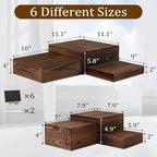 6-Pack Wood Risers Display Stands, Multi-Height Food Risers for Buffet Table, Rustic Wooden Cake & Cupcake, alternate view 3