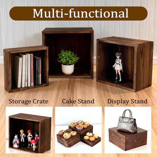 6-Pack Wood Risers Display Stands, Multi-Height Food Risers for Buffet Table, Rustic Wooden Cake & Cupcake, alternate view 5