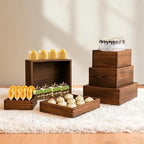 6-Pack Wood Risers Display Stands, Multi-Height Food Risers for Buffet Table, Rustic Wooden Cake & Cupcake, alternate view 6