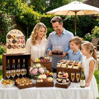 6 Pack Wooden Buffet Risers 12inch Dessert Table Display Set in Brown, alternate view 2