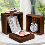 6 Pack Wooden Risers Display Stands Rustic Wood Cake & Cupcake Stands for Party Square Food Risers for Buffet, alternate view