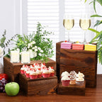 6 Pack Wooden Risers Display Stands Rustic Wood Cake & Cupcake Stands for Party Square Food Risers for Buffet, alternate view