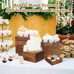 6 Pack Wooden Risers Display Stands Rustic Wood Cake & Cupcake Stands for Party Square Food Risers for Buffet, alternate view