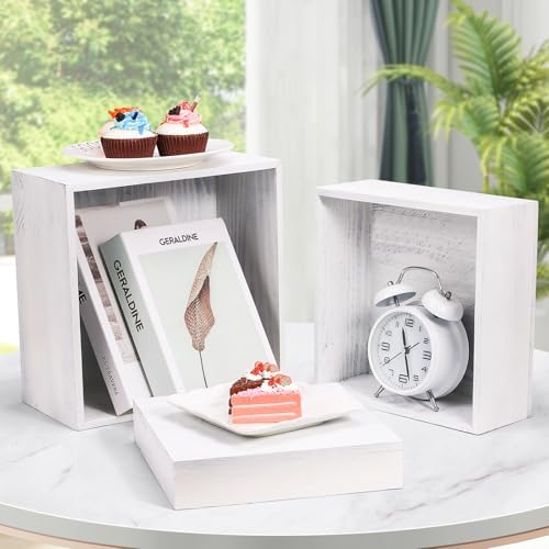 6 Pack Wooden Risers Display Stands Square Food Risers for Buffet Party Rustic Wood Cake & Cupcake Stands, alternate view 2