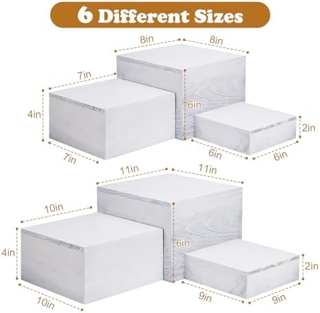 6 Pack Wooden Risers Display Stands Square Food Risers for Buffet Party Rustic Wood Cake & Cupcake Stands, alternate view 3