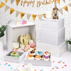 6 Pack Wooden Risers Display Stands Square Food Risers for Buffet Party Rustic Wood Cake & Cupcake Stands, alternate view 5