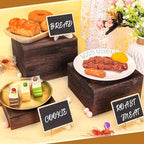 6 Pack Wooden Risers Display Stands with Mini Signs Square Food Risers for Buffet Party Rustic Wood Cake &, alternate view 4