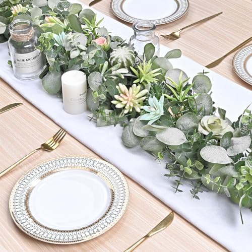 6 Packs 6FT Artificial Eucalyptus Garland Faux Greenery Garland, alternate view 4