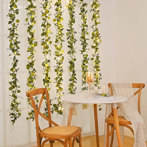 6 Packs 6FT Artificial Eucalyptus Garland Faux Greenery Garland, alternate view 6