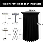 6 Packs Black Round Cocktail Table Skirt 24"x 43", alternate view 3