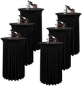 6 Packs Black Round Cocktail Table Skirt 32"x 43"