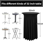 6 Packs Black Round Cocktail Table Skirt 32"x 43", alternate view 3