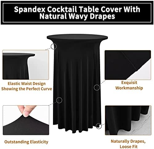6 Packs Black Round Cocktail Table Skirt 32"x 43", alternate view 4