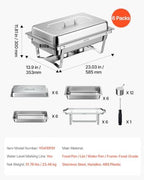 6 Packs Chafing Dishes for Buffet Set, 9QT Stainless Steel Chafer, alternate view 2