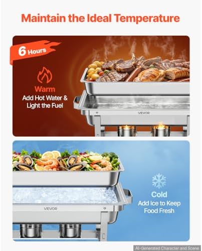 6 Packs Chafing Dishes for Buffet Set, 9QT Stainless Steel Chafer, alternate view 3