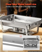 6 Packs Chafing Dishes for Buffet Set, 9QT Stainless Steel Chafer, alternate view 6