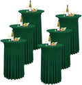 6 Packs Dark Green Round Cocktail Table Skirt 32"x 43"