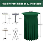 6 Packs Dark Green Round Cocktail Table Skirt 32"x 43", alternate view 3
