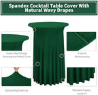 6 Packs Dark Green Round Cocktail Table Skirt 32"x 43", alternate view 4