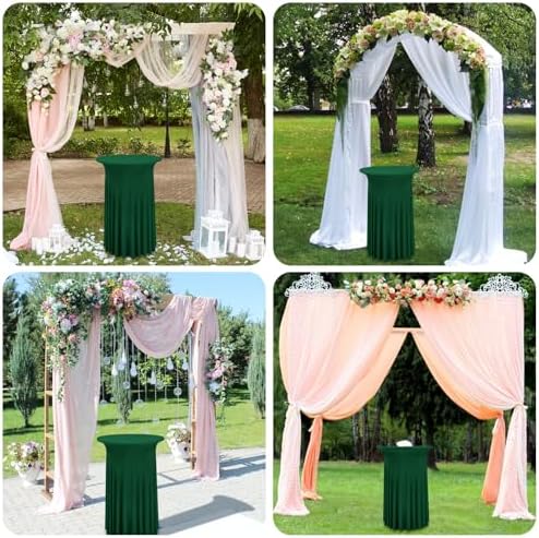 6 Packs Dark Green Round Cocktail Table Skirt 32"x 43", alternate view 6
