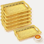 6 Packs Plastic Serving Trays with Handles 17x11 3D, Luxury Gold in Luxury Gold