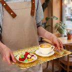6 Packs Plastic Serving Trays with Handles 17x11 3D, Luxury Gold in Luxury Gold, alternate view 5