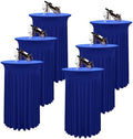 6 Packs Royal Blue Round Cocktail Table Skirt 32"x 43"