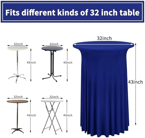 6 Packs Royal Blue Round Cocktail Table Skirt 32"x 43", alternate view 3