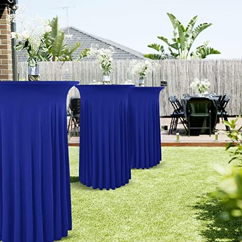 6 Packs Royal Blue Round Cocktail Table Skirt 32"x 43", alternate view 5