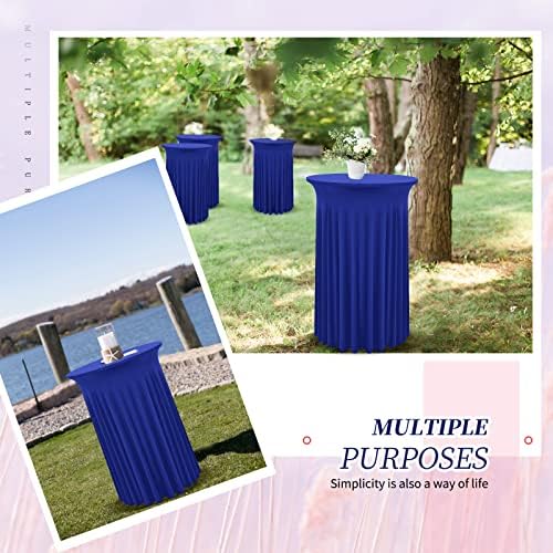 6 Packs Royal Blue Round Cocktail Table Skirt 32"x 43", alternate view 6