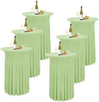 6 Packs Sage Green Round Cocktail Table Skirt 32"x 43"
