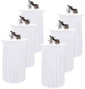 6 Packs White Round Cocktail Table Skirt 24"x 43"