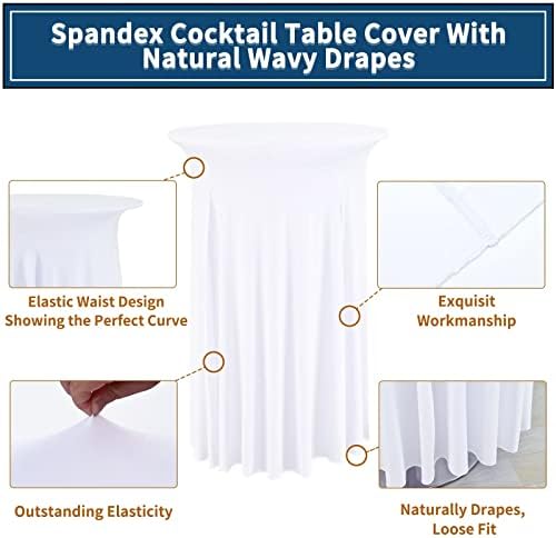 6 Packs White Round Cocktail Table Skirt 24"x 43", alternate view 4