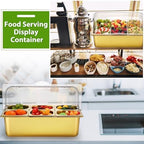 6 Pan Cold Food Buffet Server with Lid Salad Bar Station, Gold in Gold, alternate view 6
