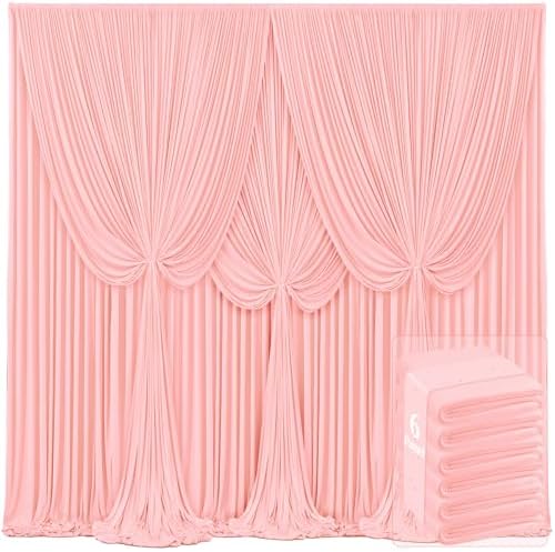6 Panels Blush Pink Backdrop Curtains for Wedding Party Wrinkle Free Backdrops Curtain Drapes Fabric Decorations