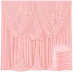 6 Panels Blush Pink Backdrop Curtains for Wedding Party Wrinkle Free Backdrops Curtain Drapes Fabric Decorations
