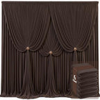 6 Panels Brown Backdrop Curtains for Wedding Party Wrinkle Free Backdrops Curtain Drapes Fabric Decorations