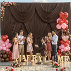 6 Panels Brown Backdrop Curtains for Wedding Party Wrinkle Free Backdrops Curtain Drapes Fabric Decorations, alternate view 2
