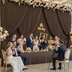 6 Panels Brown Backdrop Curtains for Wedding Party Wrinkle Free Backdrops Curtain Drapes Fabric Decorations, alternate view 4