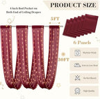 6 Panels Burgundy Ceiling Curtains with Lights for Weddings - 5ftx30ft Wrinkle-Free Tulle Fabric Wedding Arch, alternate view