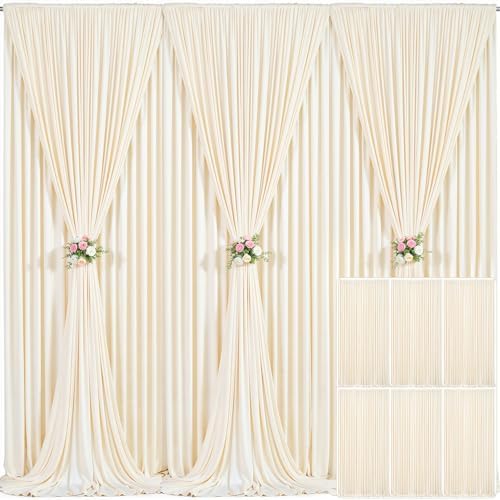 6 Panels Champagne Backdrop Curtain for Parties Wedding Baby Shower Wrinkle Free Photo Curtains Backdrop Drapes