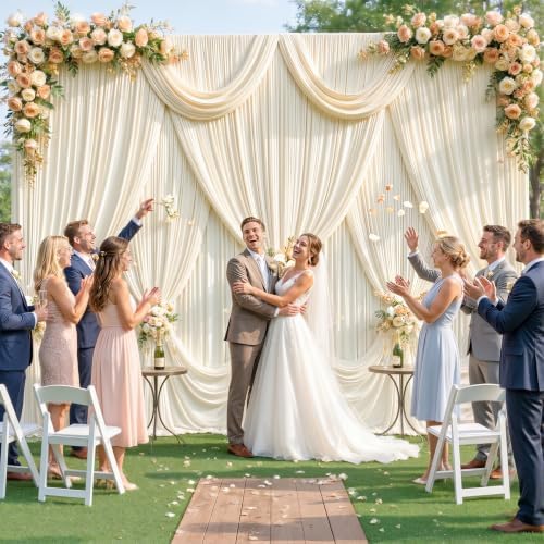 6 Panels Champagne Backdrop Curtain for Parties Wedding Baby Shower Wrinkle Free Photo Curtains Backdrop Drapes, alternate